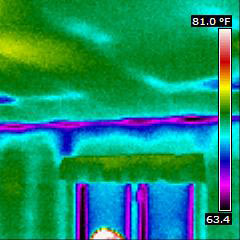 Thermal image showing missing insulation