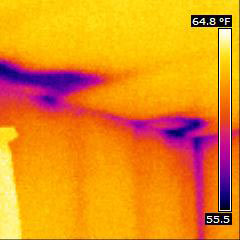 Thermal image shows missing insulation